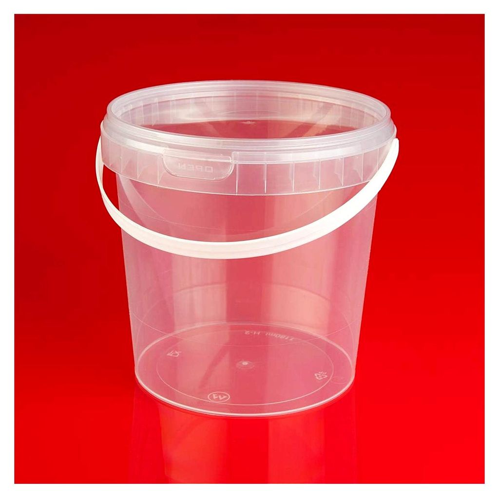 12 x 1 L Eimer mit Deckel transparent Kunststoff Plastikeimer lebensmittelecht