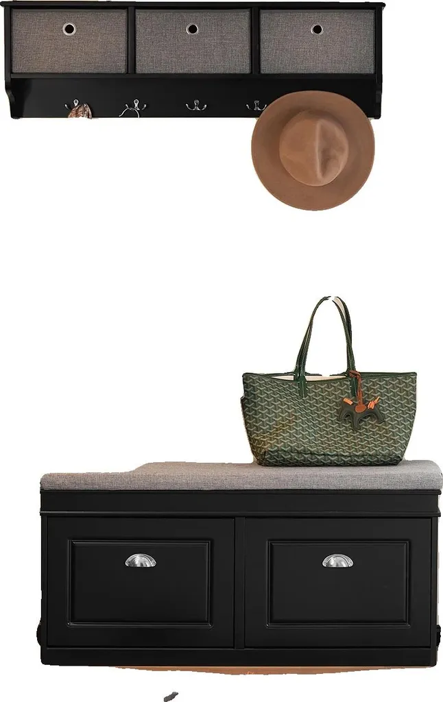 Banc chaussures noir peu encombrant pour finir avec le désordre d'entrée