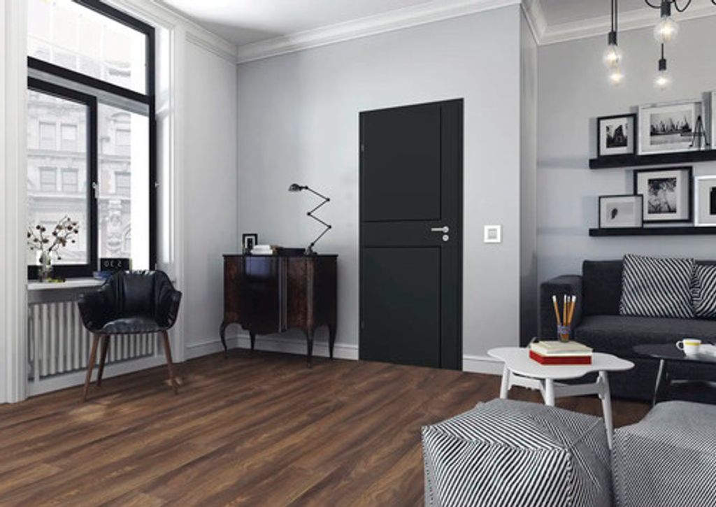 Pertura Zimmertür Elis 02 Schwarzlack RAL 9005 tiefschwarz 98,5x198,5 cm Rechts ohne Schlüssellochbohrung