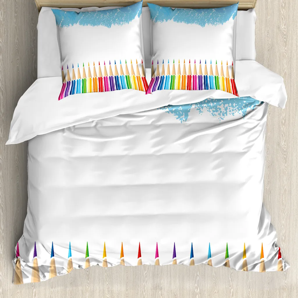 Parure de lit enfant arc-en-ciel 155x220 cm en microfibre multicolore