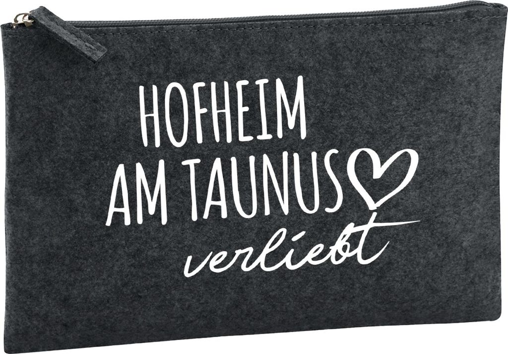 Huuraa Kulturbeutel Hofheim am Taunus verliebt 1 Liter Charcoal Filz Kosmetiktasche Geschenkidee