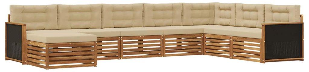vidaXL Outdoor-Sofagarnitur mit Kissen 8 pcs Natur und Beige