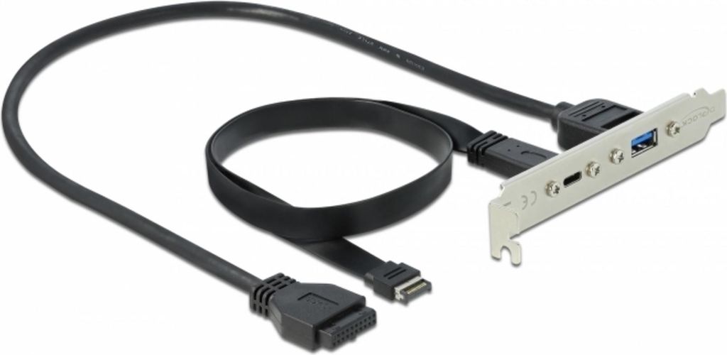 DeLOCK USB 3.2 Gen 2 Slotblende, Key A Stecker + 19 Pin > USB-C +