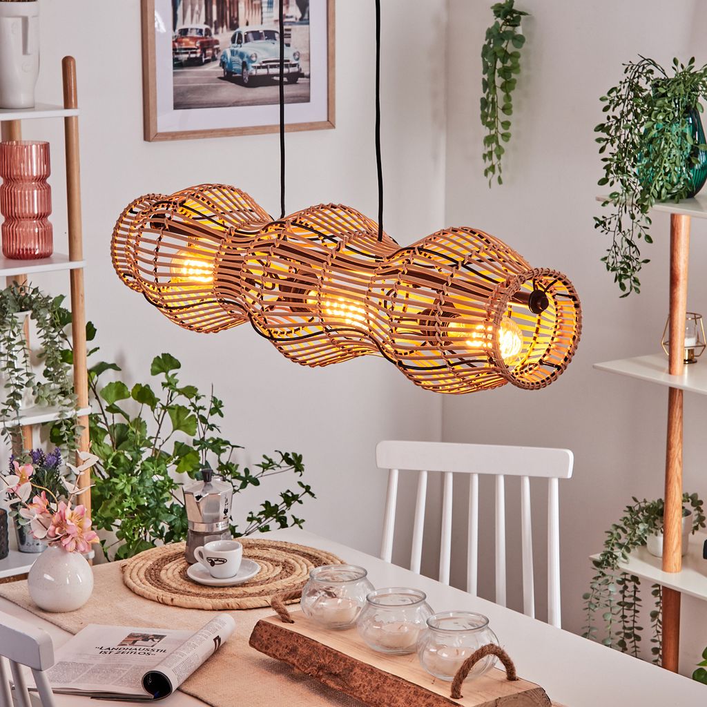 Argenta Hängelampe aus Metall/Bambus in Schwarz/Naturfarben