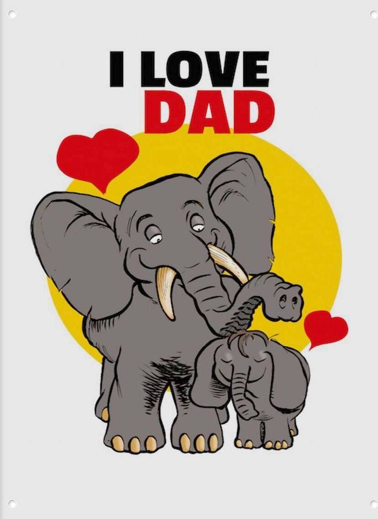 vianmo Blechschild 40x30 cm I love Dad (Elefanten)
