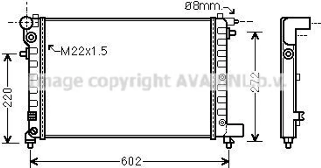 Radiateur moteur en aluminium PRASCO CNA2120 avec faisceau renforcé