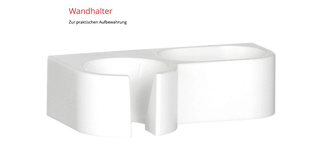 Auf weißem Hintergrund ist der Unold ESGE-Zauberstab Wandhalter abgebildet, ein Weiße Wandhalter
