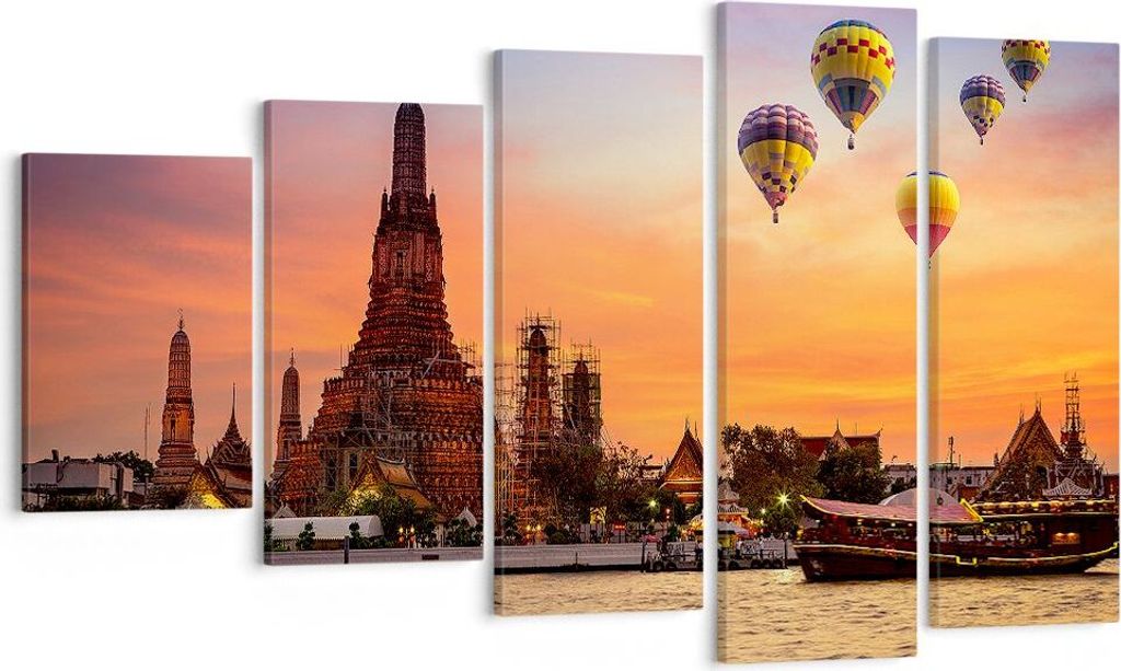 Bild auf Leinwand - Leinwandbild - Tempel Asien - 100x60cm - Wand Bild - Wanddeko - Wandbilder - Leinwanddruck - Bilder - Kunstdruck - Wanddekorati...