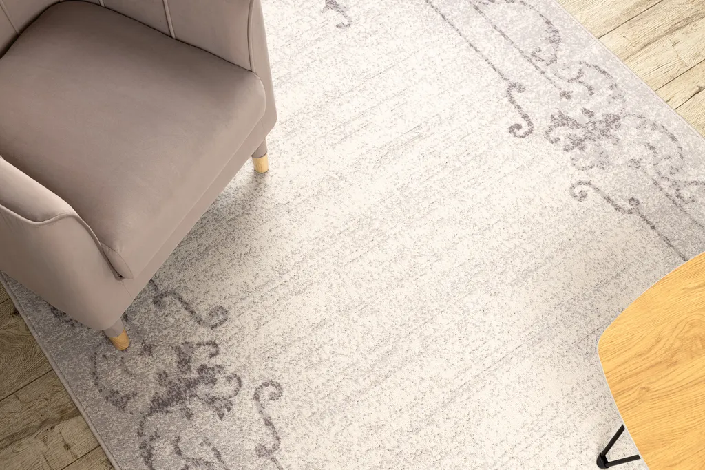 Tapis de Couloir ou Descente de Lit en Laine Beige Ornement 80x150 - 5