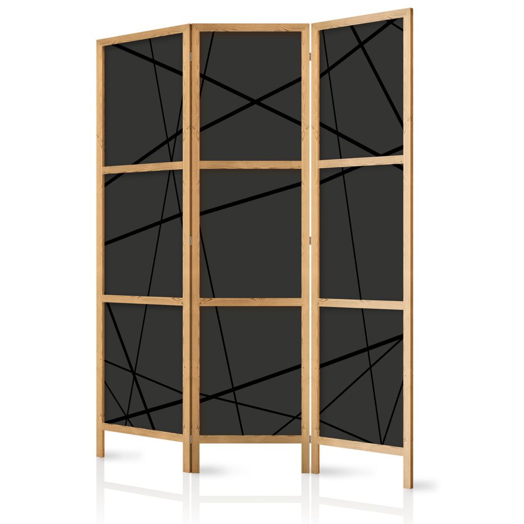 Paravent 135x171 cm 3-teilig einseitig eleganter Sichtschutz Raumteiler Trennwand Raumtrenner Holz Design Motiv Deko Home Office Abstrakt braun a-A...