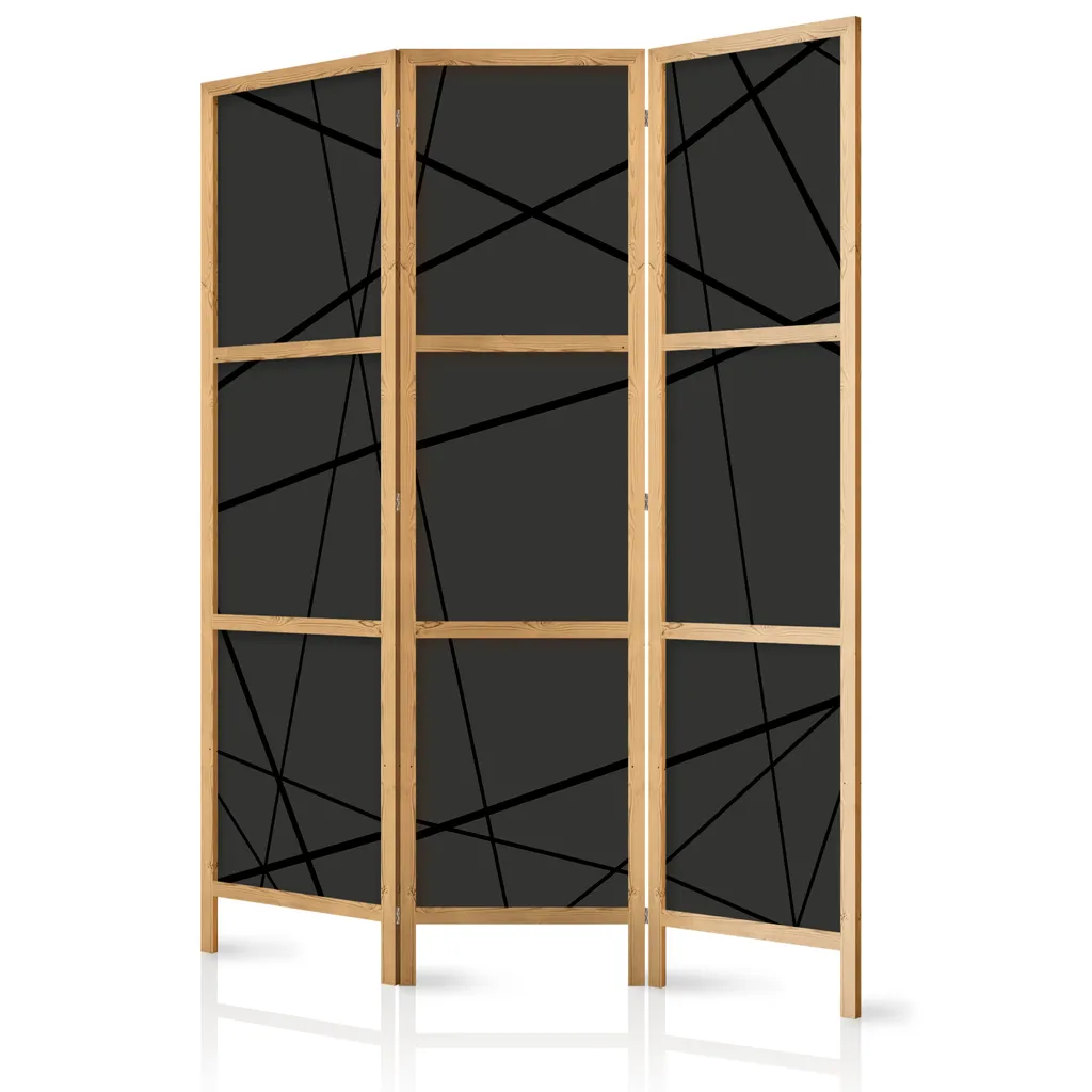 Paravent décoratif bois design abstrait marron 3 panneaux 135x171 cm