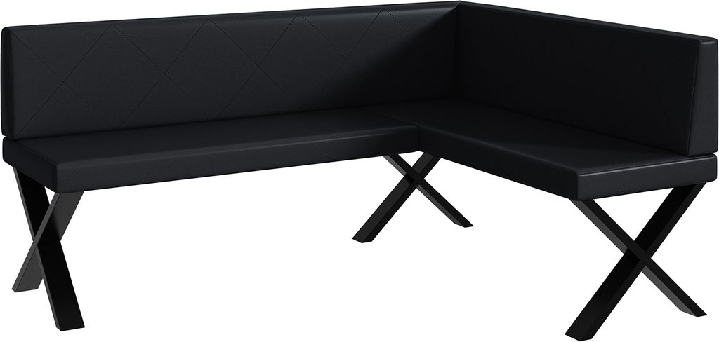 MEBLINI Eckbank für Esszimmer - Küchenbank - Essecke - Sitzecke Küche - ERIC - X-Beine 128x168x87cm Rechts - Schwarz Kunstleder