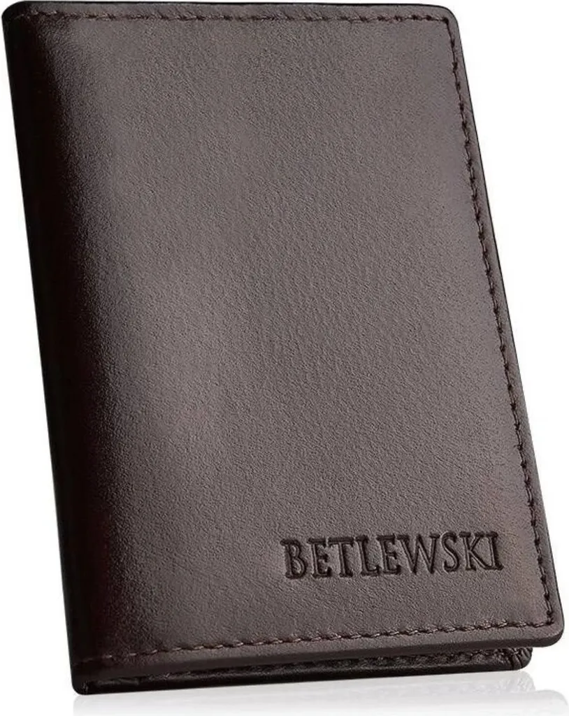 Petit Portefeuille Homme en Cuir Marron Betlewski avec Protection RFID