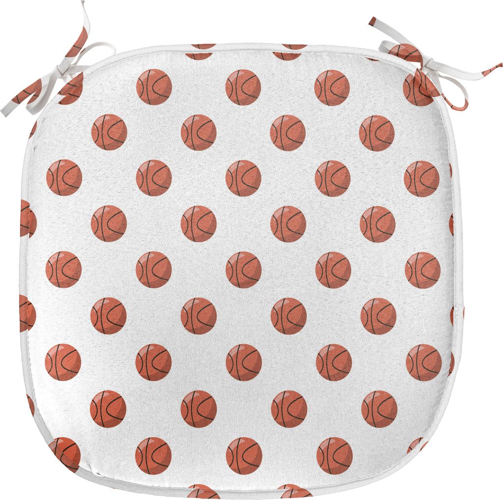 ABAKUHAUS Basketball Polster für Esszimmerstühle, Cartoon-Kugeln Score, Dekoratives wasserfestes Kissen mit Riemen für Küchensitze, 40 cm x 40 ...