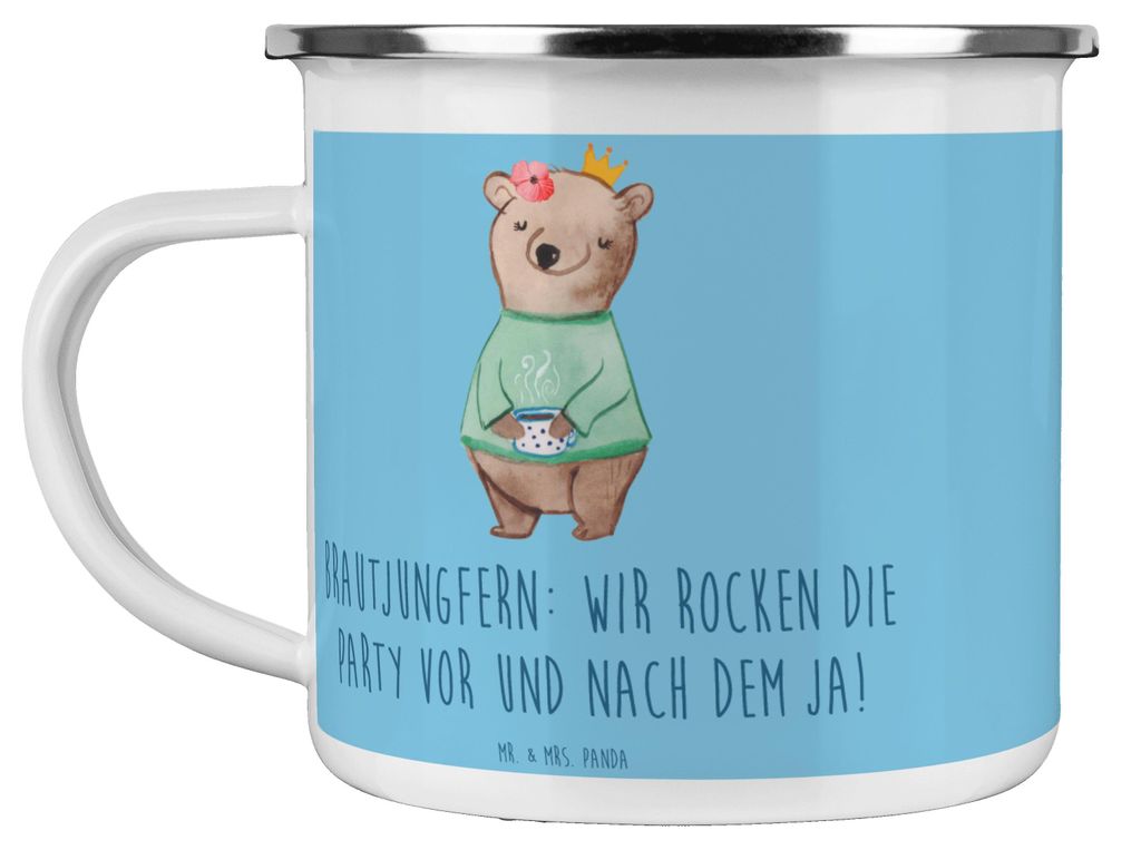 Mr. & Mrs. Panda Teetasse Brautjungfern Party - Sky Blue - Geschenk, Emaille Tasse, Hochtzeit, Geschenke, Ja, Pott, Teebecher, Kaffeepott, Hochzeit...