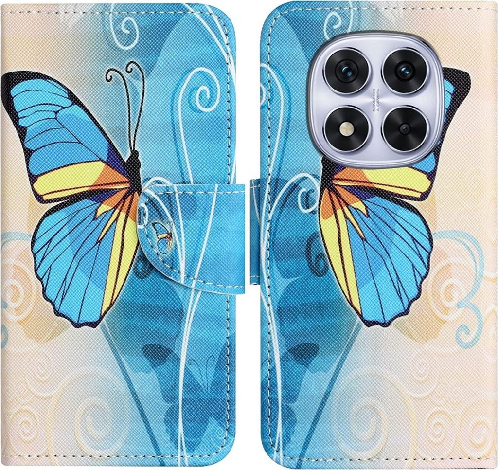 Xiaomi Redmi Note 14 Pro 5G / Pro+ / Poco X7 Hülle - Coverup Klapphülle - Blauer Schmetterling