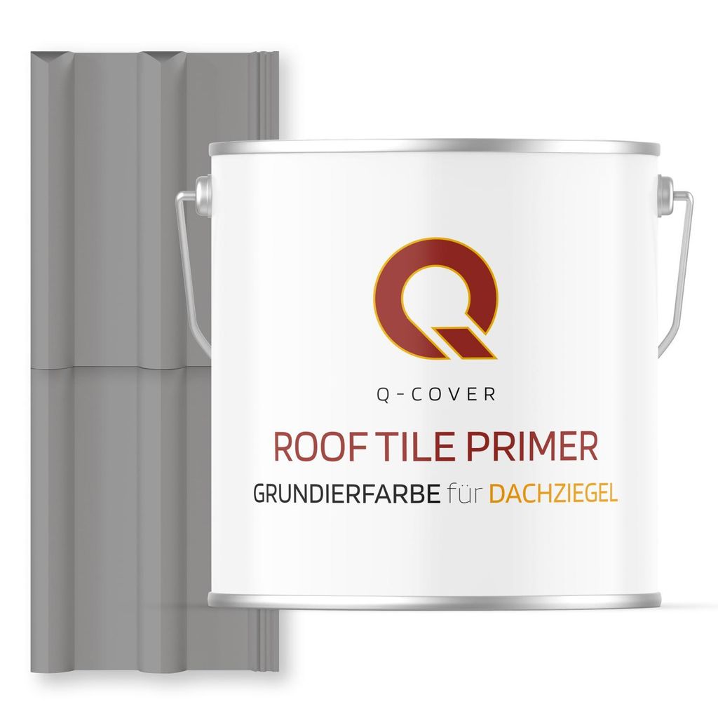 Grundierfarbe für Dachziegel Signalgrau RAL 7004 5 L | wetterfeste Dachbeschichtung | für Ziegel, Beton, Eternit | UV-beständig | Q-COVER