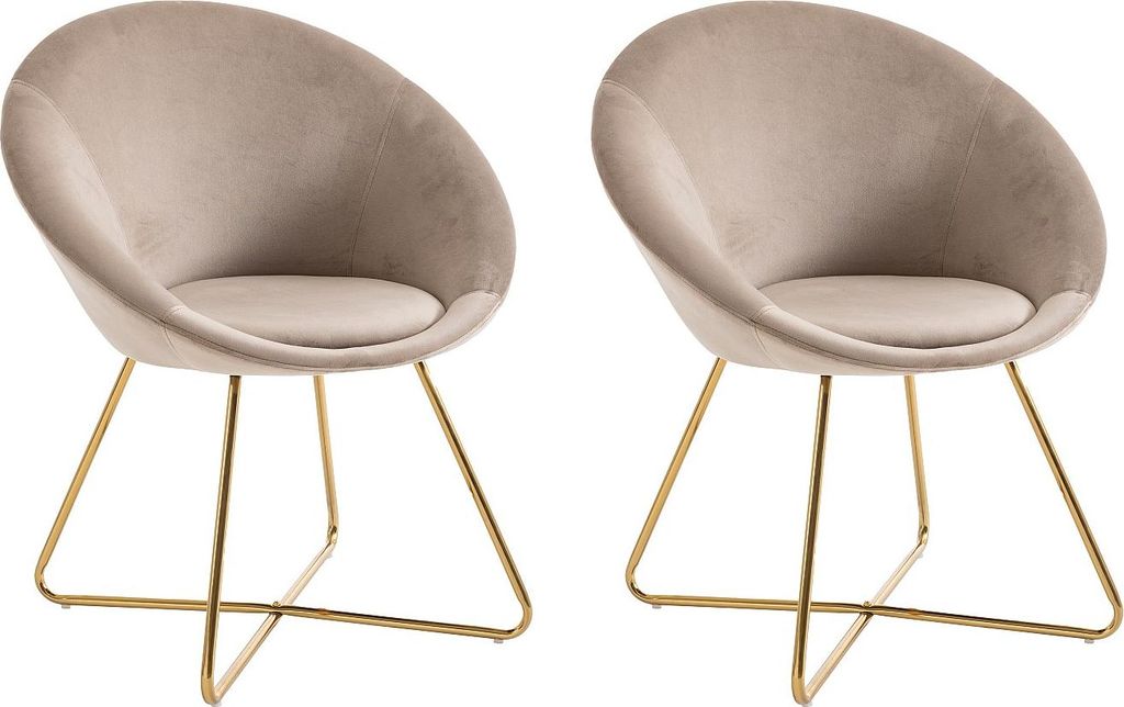 Set aus 2 Stühlen aus Velours und goldenem Metall - Beige - Produktbild 