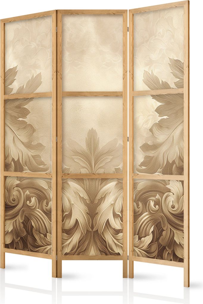 3-teiliger Einseitiger Vlies Japanischer Paravent - Stone Baroque Ornaments in Light Shades of Gray-Blue 135x172 cm Blumen f-H-10018-bh-a