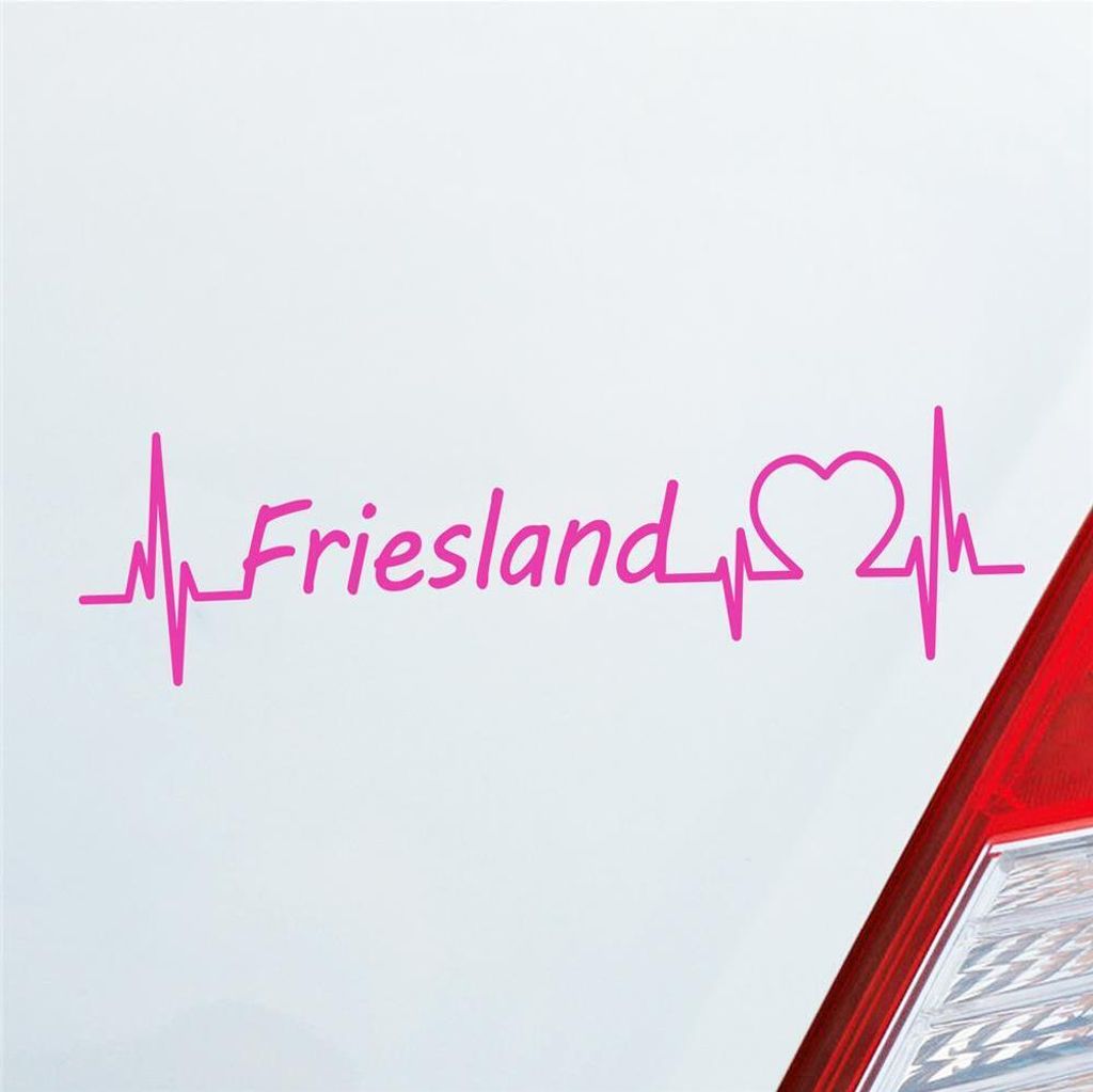 Auto Aufkleber Friesland Puls Herzschlag mit Ferien Region Motiv 19x5 cm Pink Sticker Heckscheibenaufkleber