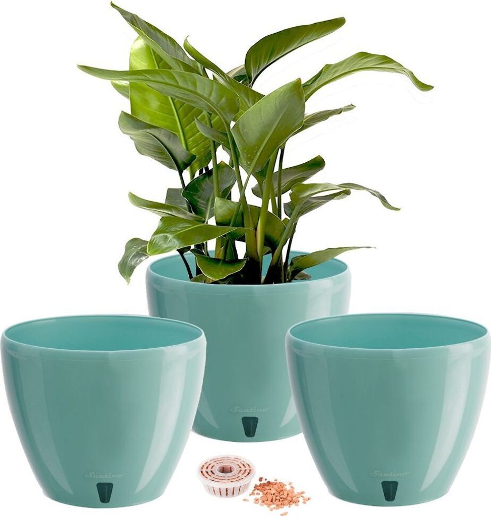 Santino Deco Twin Pflanztöpfe 3er-Set Ø 12.5 cm, H 14 cm Jade