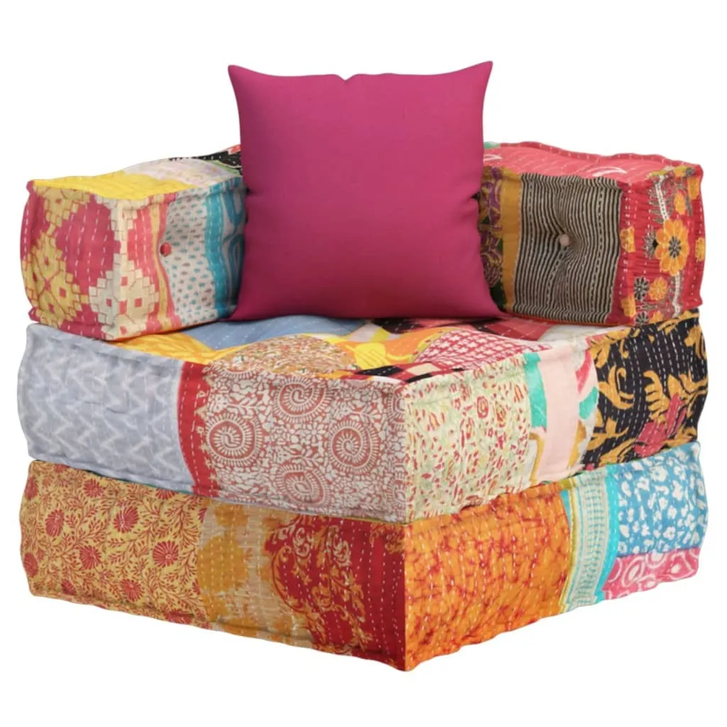 Siège de Sol Patchwork Pouf Modulaire en Tissu Confortable 60cm - 6