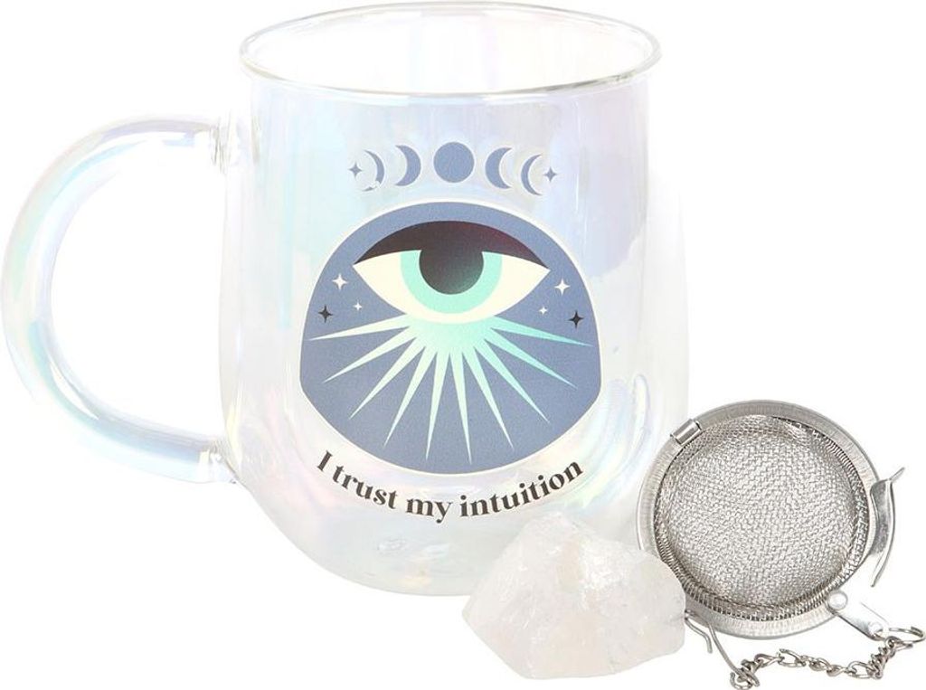 Something Different - "Intuition" Tasse & Teesieb, Kristall, Doppel-wandig, 250ml SD10839 (Einheitsgröße) (Transparent/Blau)
