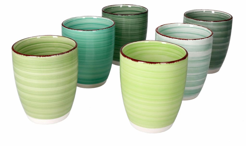 6er Set Green Kaffeebecher Grün 350ml ohne Henkel Produktbild 
