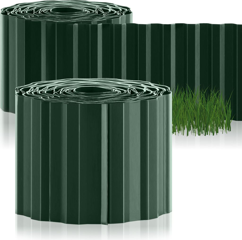 com-four 2x Rasenkante 15 x 900 cm aus Kunststoff - flexible Beeteinfassung für Rasen, Blumenbeet oder als Mähkante - Grasabschluss, Länge ind...