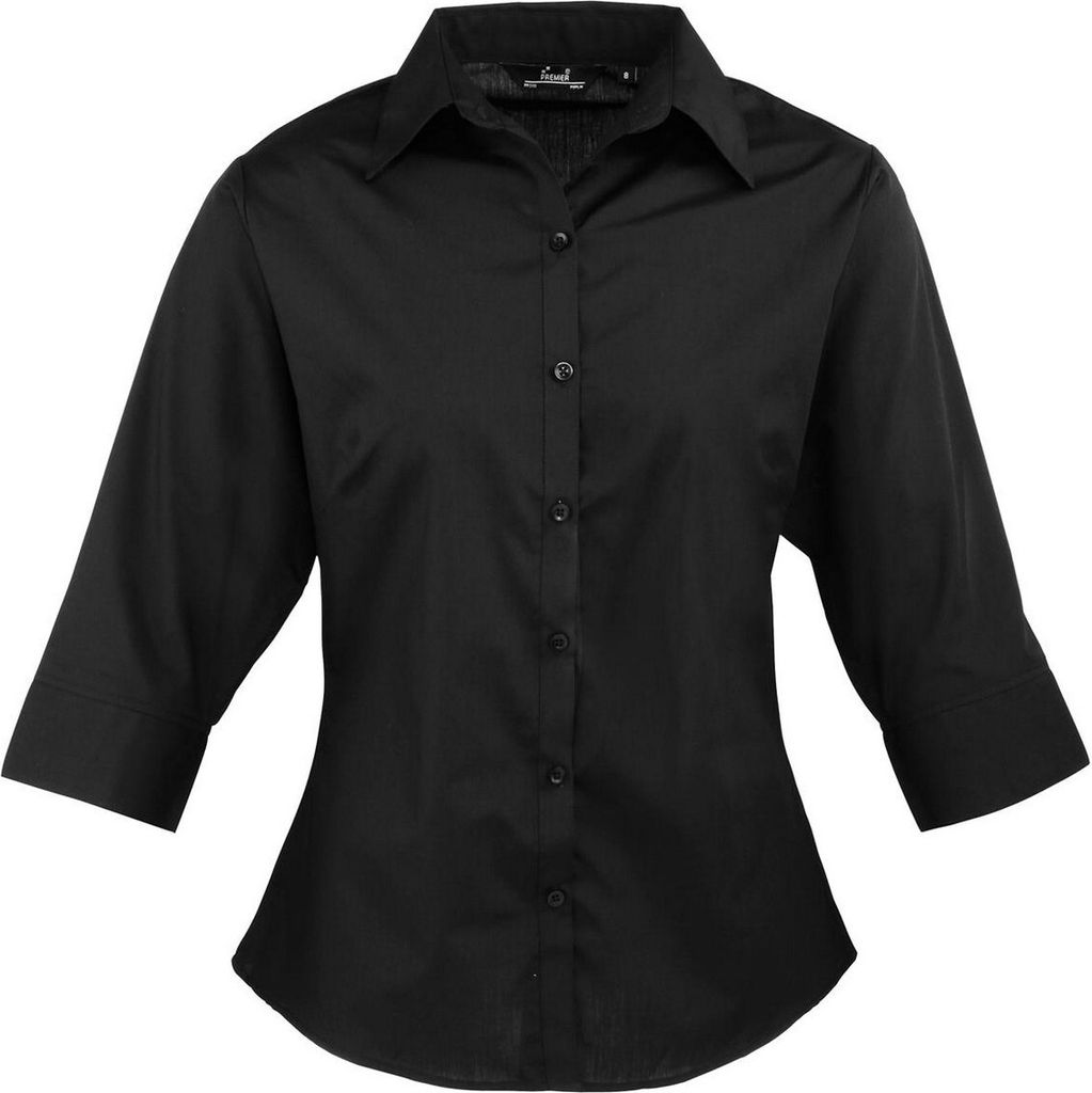 Premier - Hemd für Damen 3/4 Ärmel PC6704 (40 DE) (Schwarz)