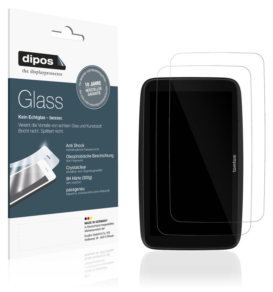 2x Schutzfolie für TomTom Go Superior 6 Zoll - Anti-Shock 9H Folie dipos Glass Kunststoffglas