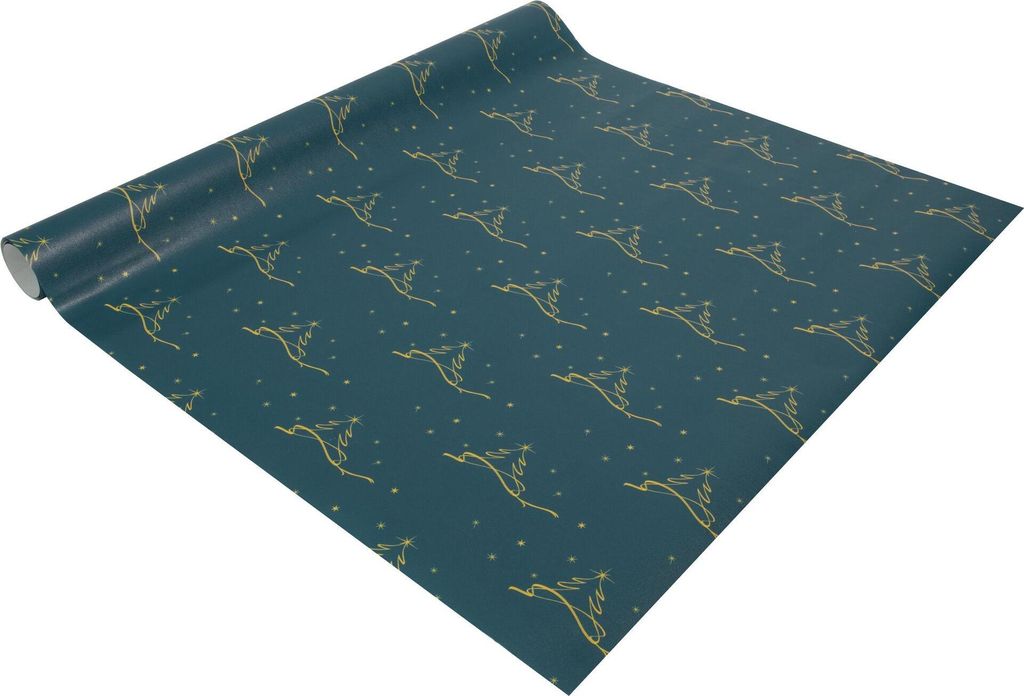SIGEL GP124 Weihnachts-Geschenkpapier Christmas tree - petrol, gelb - 5 m x 500 mm