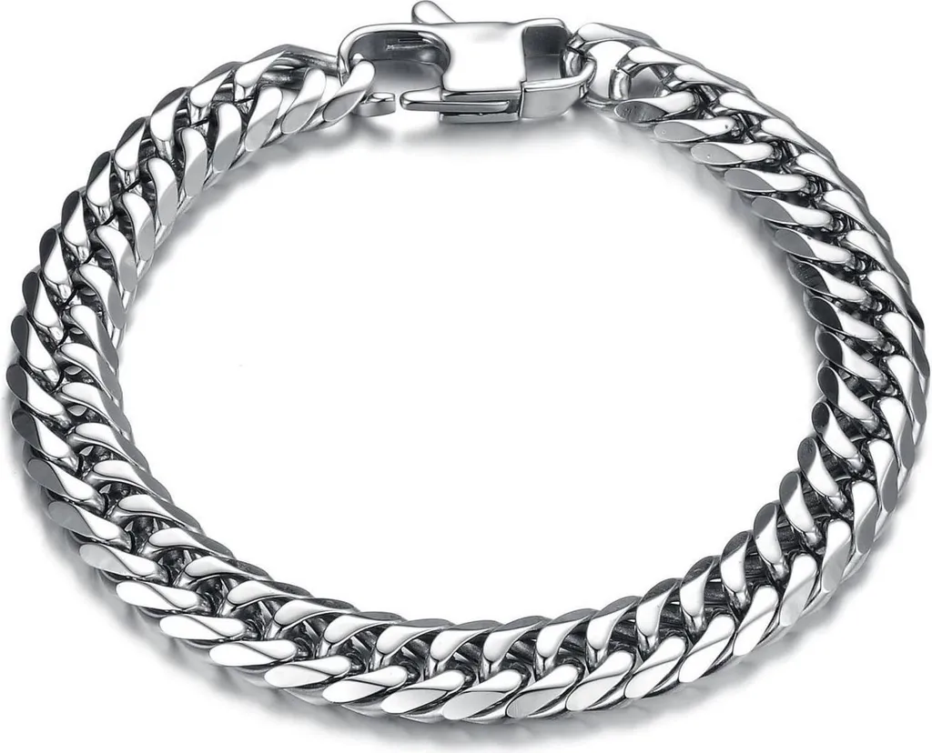 Gourmette Homme Mailles Larges en Acier Argent Look Urbain et Intemporel
