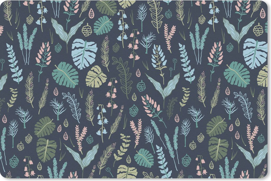 MuchoWow Schreibtischunterlage Muster - Dschungel - Monstera - Blumen 60x40 cm - XXL Mauspad - Großes Mauspad