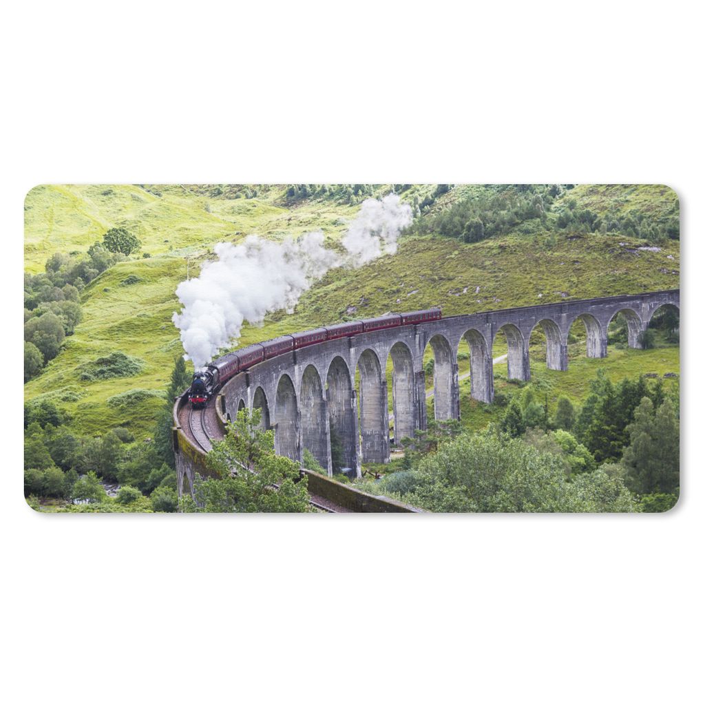 MuchoWow Mauspad Mousepad Dampfzug inmitten der grünen Landschaft Schottlands 60x30 cm - Mousepads - Maus Mat - Pad - Mausunterlage - Nachhaltig