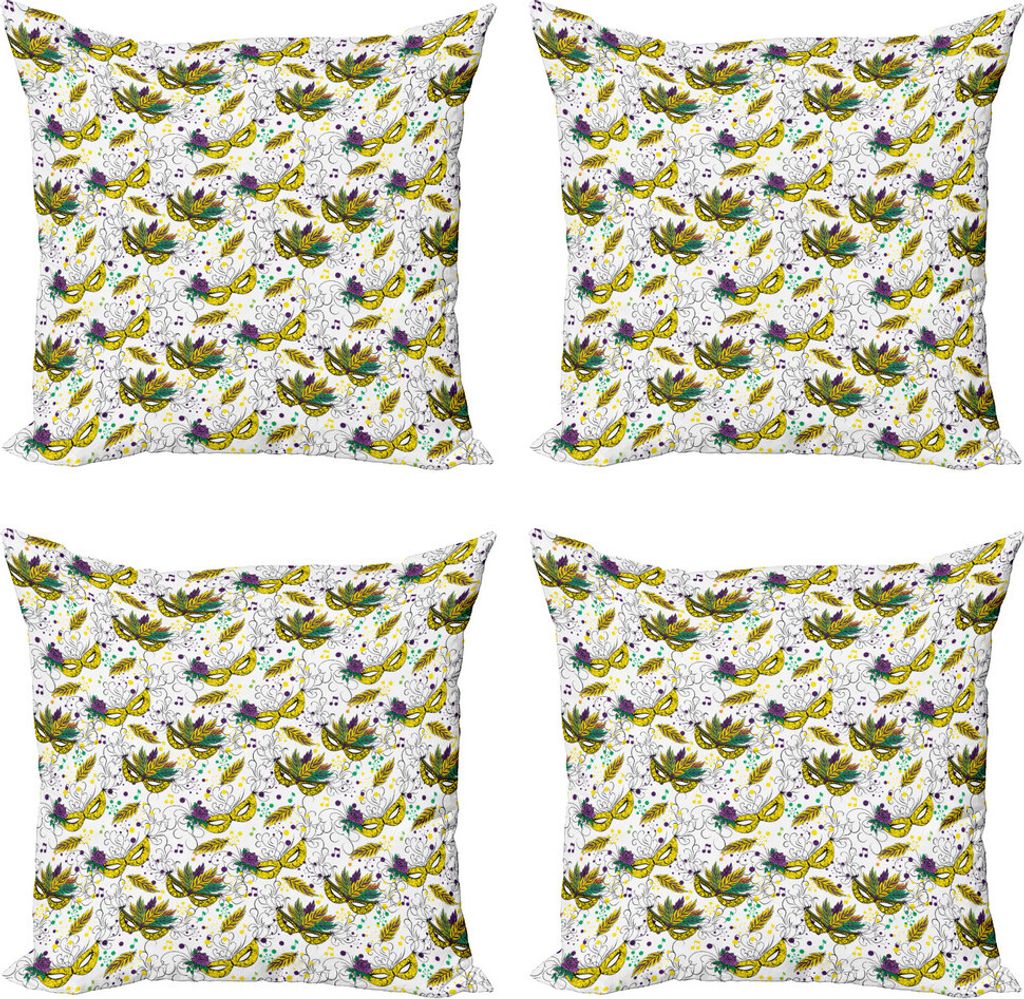 ABAKUHAUS New Orleans Kissenbezug Set (4 Stück), Harlekin, Moderner Doppelseitiger Digitaldruck, 45 cm x 45 cm, Mehrfarbig