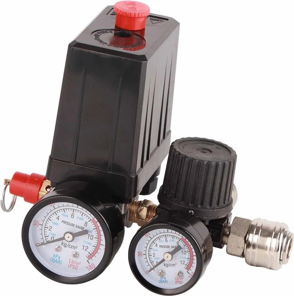 Vanne Régulation Compresseur 4 Trous 90-120 PSI 1/4" Montage Facile