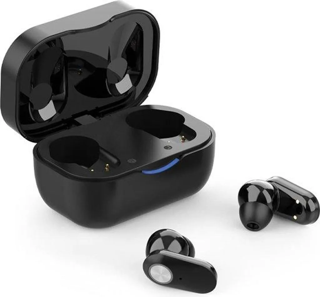 Écouteurs sans fil noirs avec réduction de bruit active ANC et Bluetooth