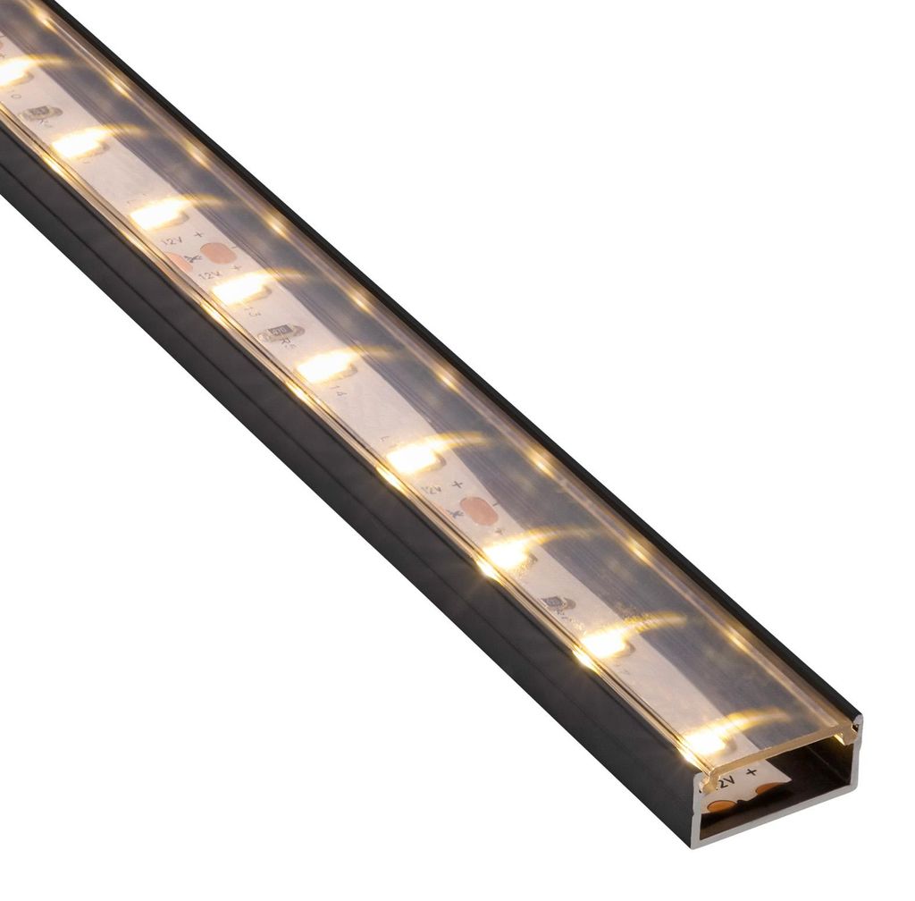 SOTECH LED Profil PH1 Aufbauprofil 2000 mm schwarz – klare Abdeckung, Aluprofil