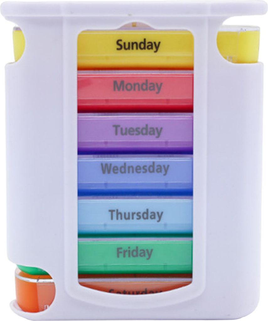 Pillendose, Medikamenten-Aufbewahrungsbox mit mehreren Fächern, BPA-frei, wasserdicht, feuchtigkeitsbeständig, wöchentliche Pillenbox
