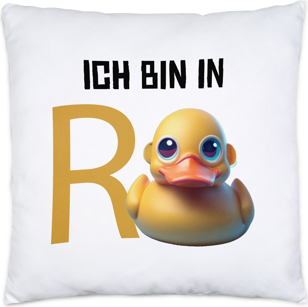 Ich bin in Rente Kissen Inkl. Füllung Rentner Rentnerin Geschenk Ruhestand R Ente Quietscheente Wortwitz