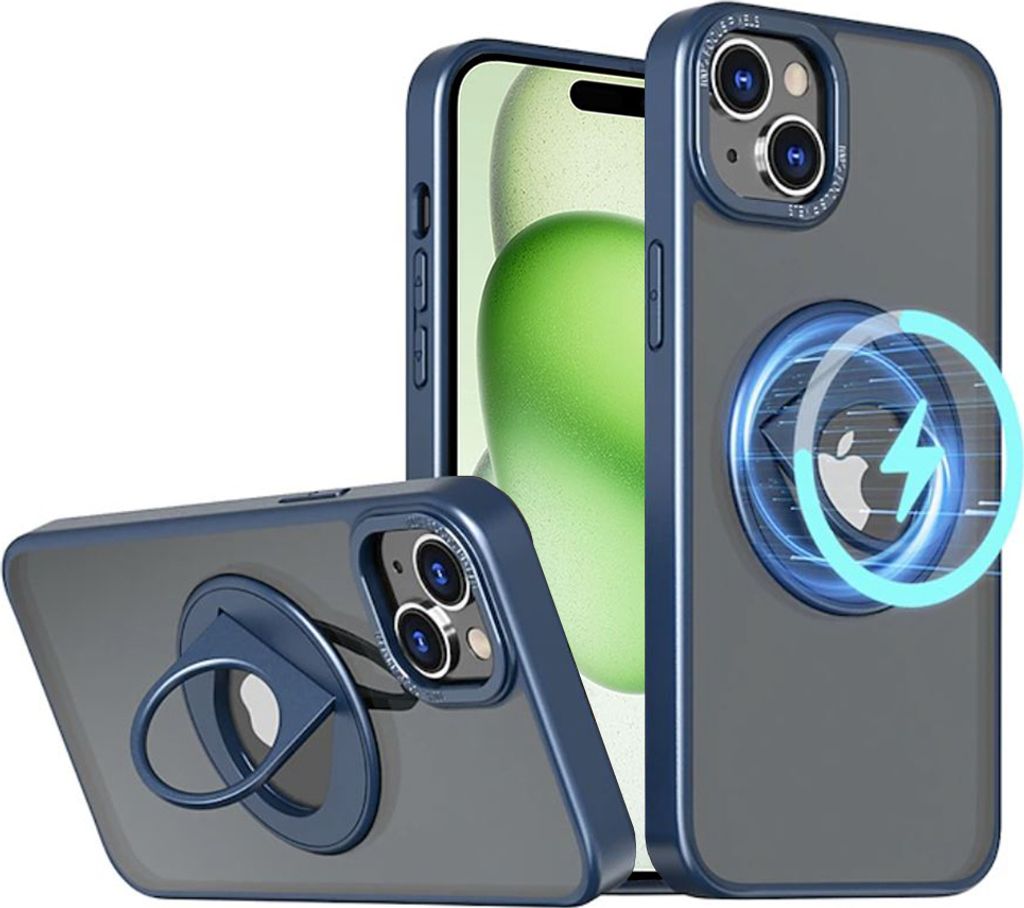 Techsuit Ghost Holder Back Cover Hülle mit MagSafe für Apple iPhone 15 Plus - Blau