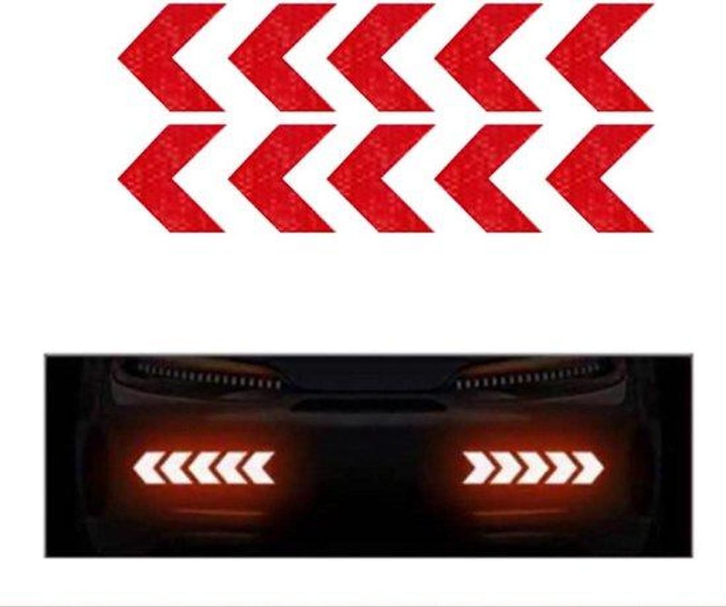 Reflektierende Warnschilder mit Prismenlicht - Sicherheitsetiketten mit Rückstrahlung - 10 Stück - Rot