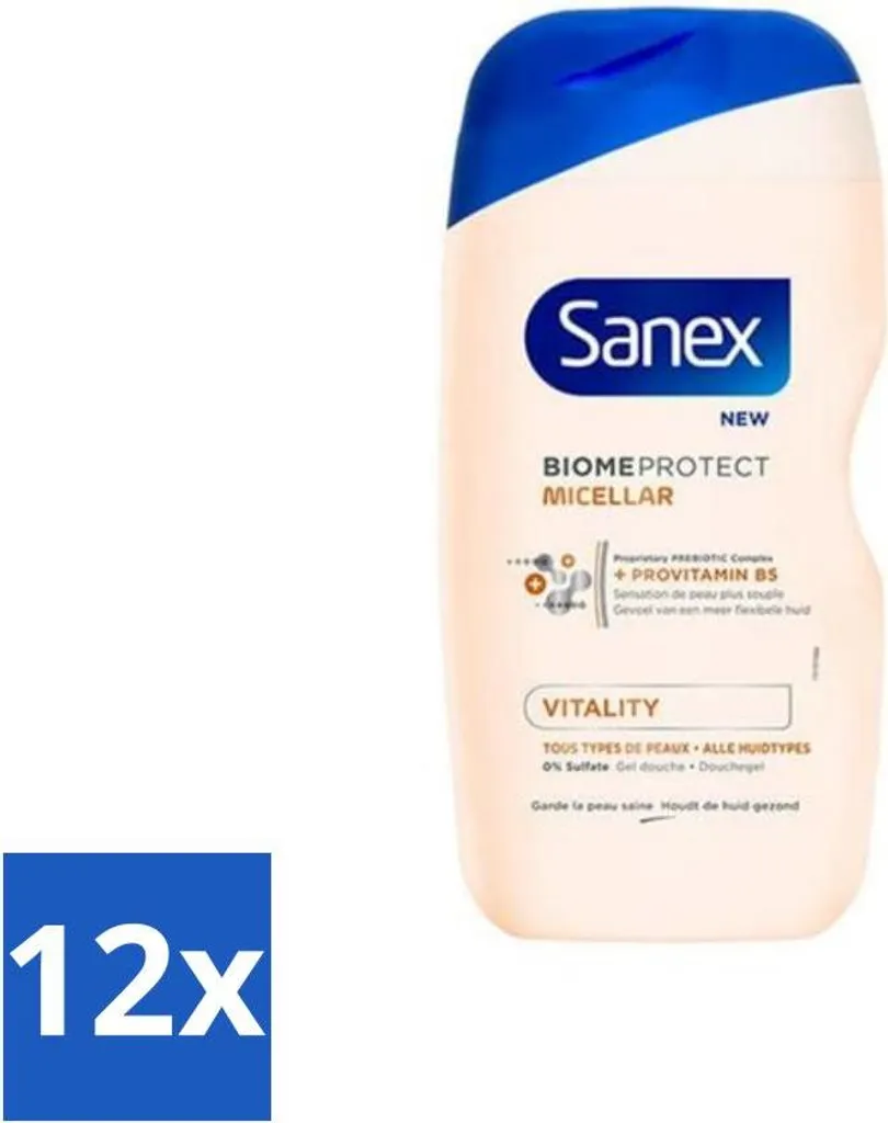 Sanex BiomeProtect Vitality Gel Doccia Micellare - Pack 12x400ml
