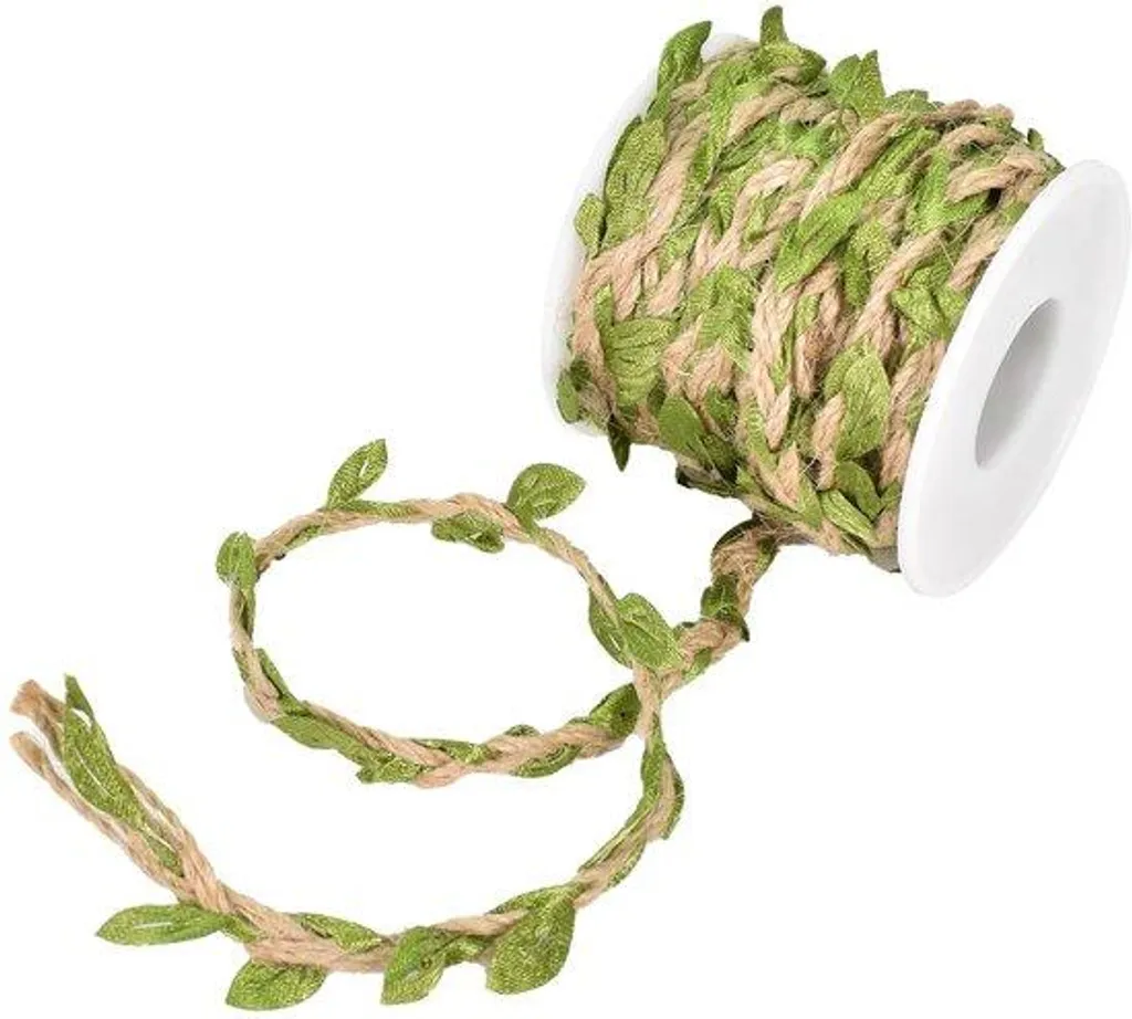 Cordelette de jute 10m avec feuilles : embellissez vos cadeaux DIY