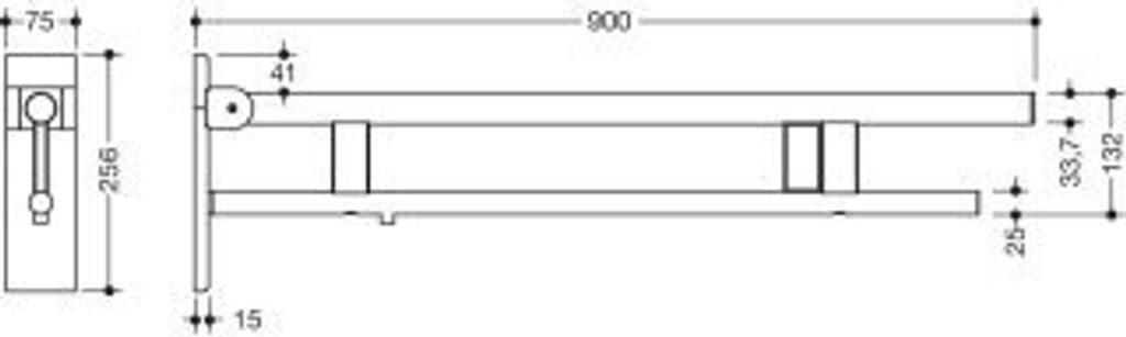 HEWI 900.50.21460 DX SK-Griff Duo (B),re,900,WC-Spül/FKT