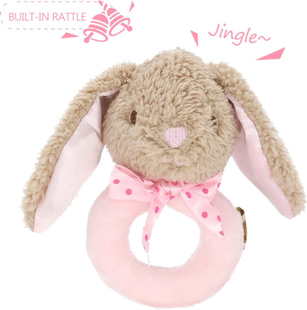 Kuscheltiere,Baby Rassel Spielzeug,beruhigender Kinderstock, Kaninchenrassel, rosa