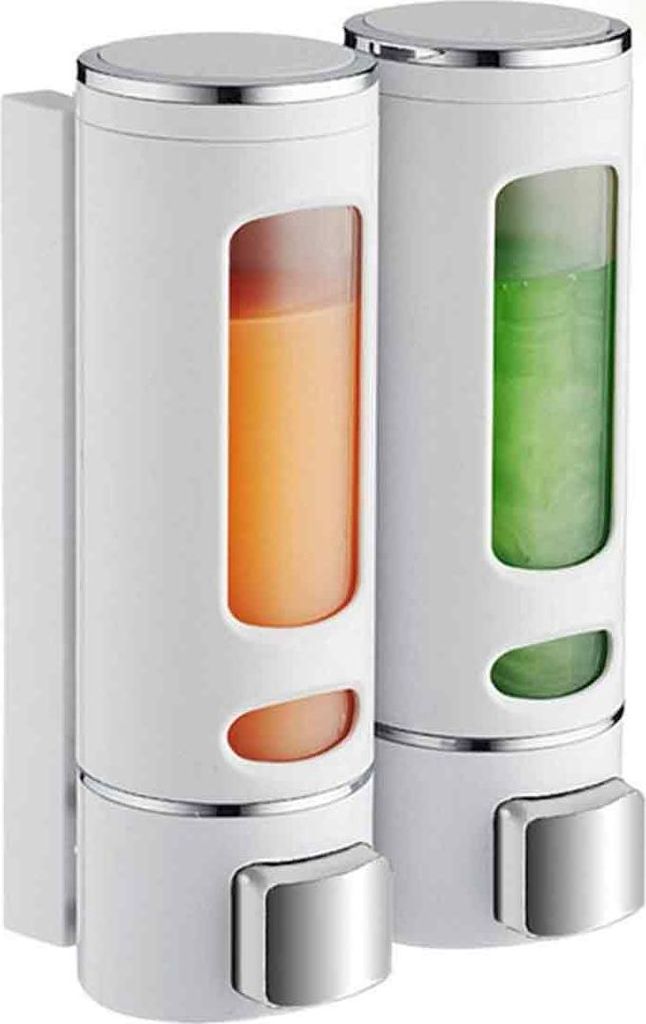 2 x 400 ml Wandseifenspender, Shampoo- und Duschgelspender, Doppel-Duschseifenspender, manueller Wandseifenspender für Flüssigseife, Handdesinfek...