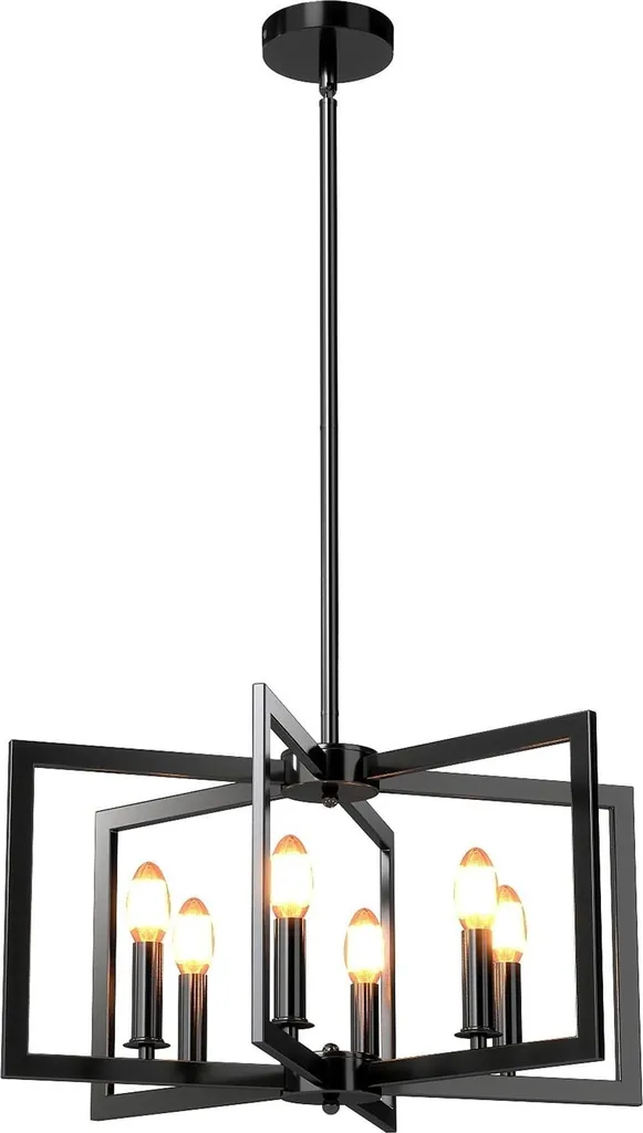 Luminaire Industriel Noir 6 Douilles à Hauteur Réglable Personnalisable