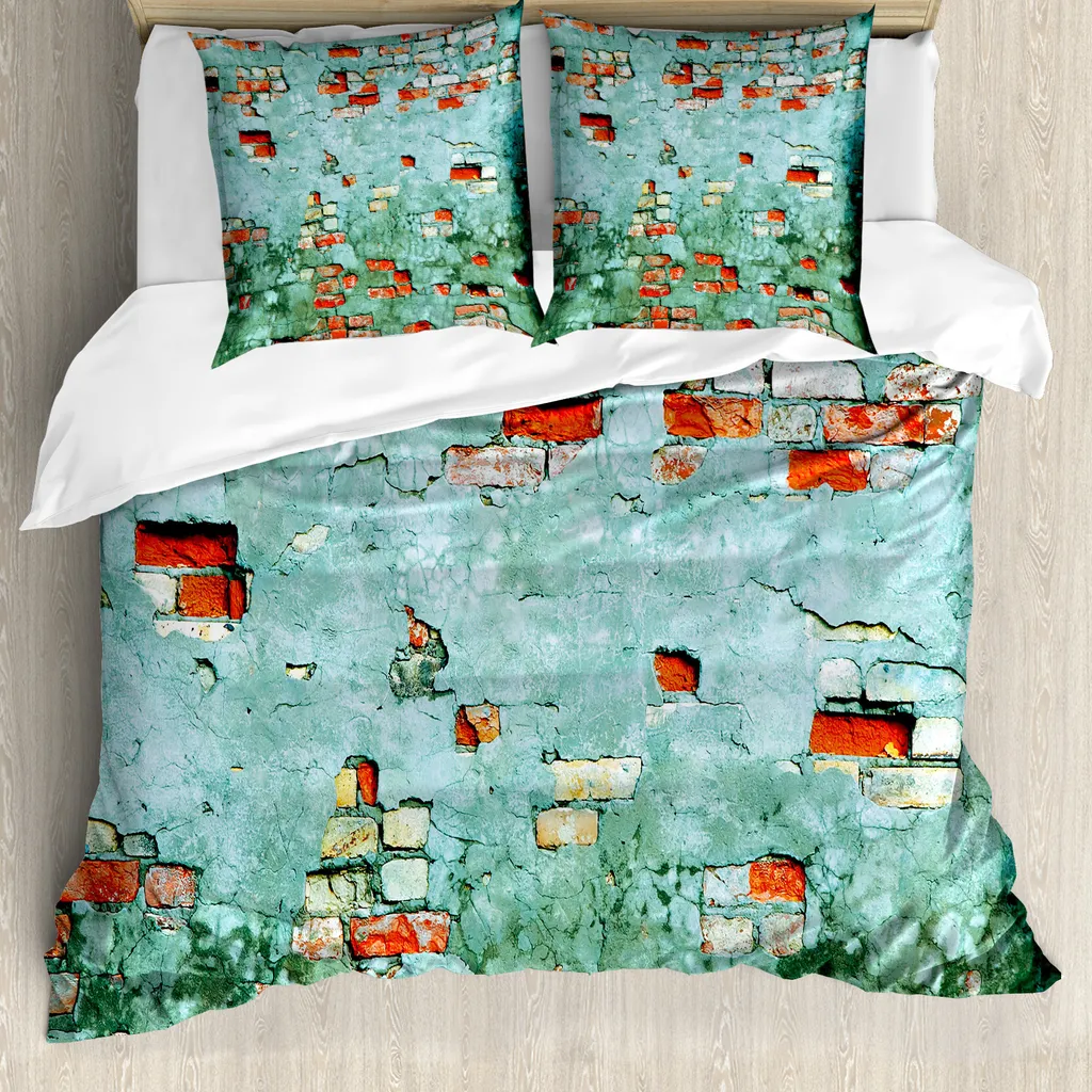 Copripiumino ABAKUHAUS Urban Style Teal Rosso Microfibra - 1
